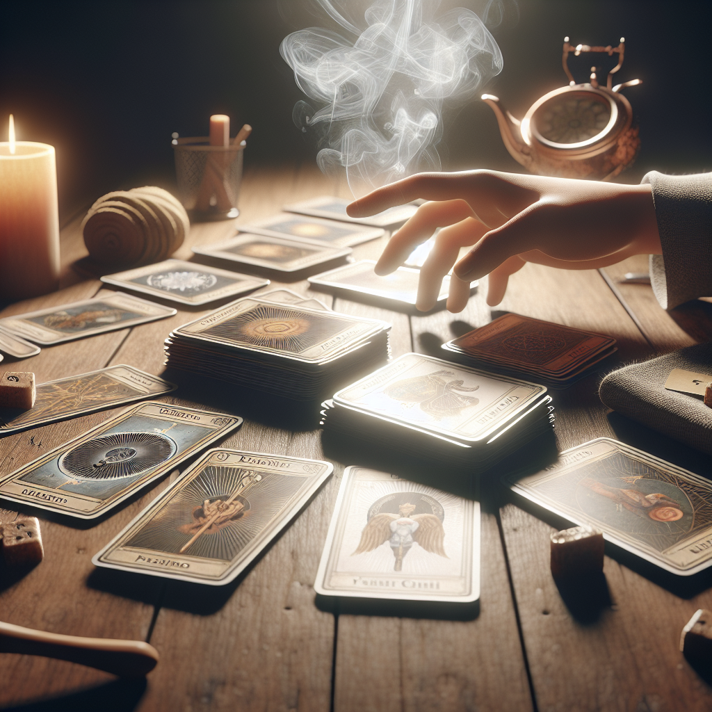 Realistic stock image of tarot cards reading.